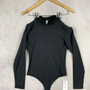 CRZ YOGA Women’s Sz Medium Bodysuit Long Sleeve Mock Turtleneck Black NWT